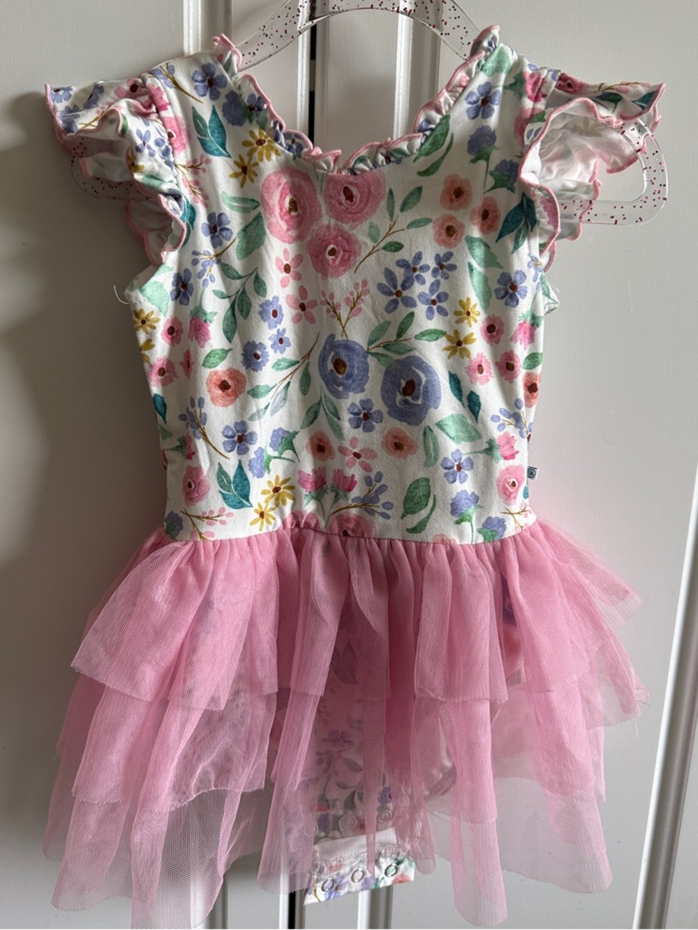 Girls Floral Pink Tutu Bodysuit